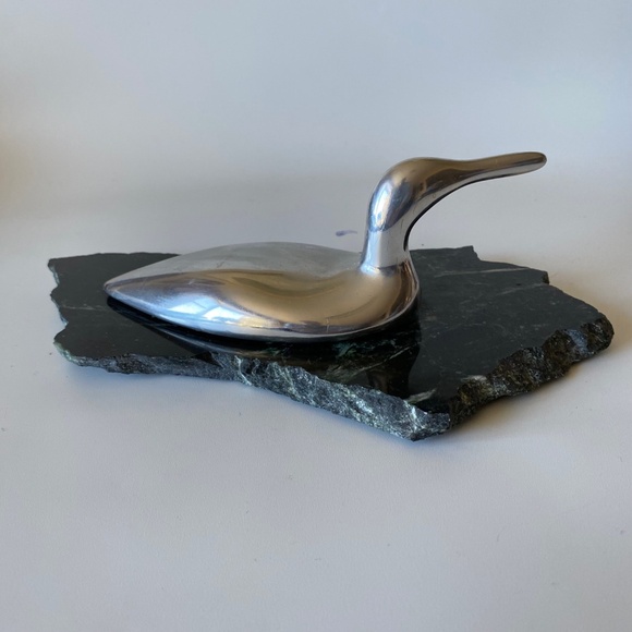Vintage Haselton Sculpture: Aluminium LOON on Marble Base, Signed, Collectible - Picture 7 of 15